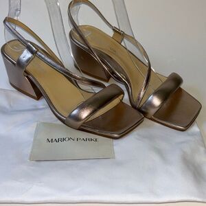 Marion Parke Leather slingback sandal rose gold/metallic pink Sz 38/8
